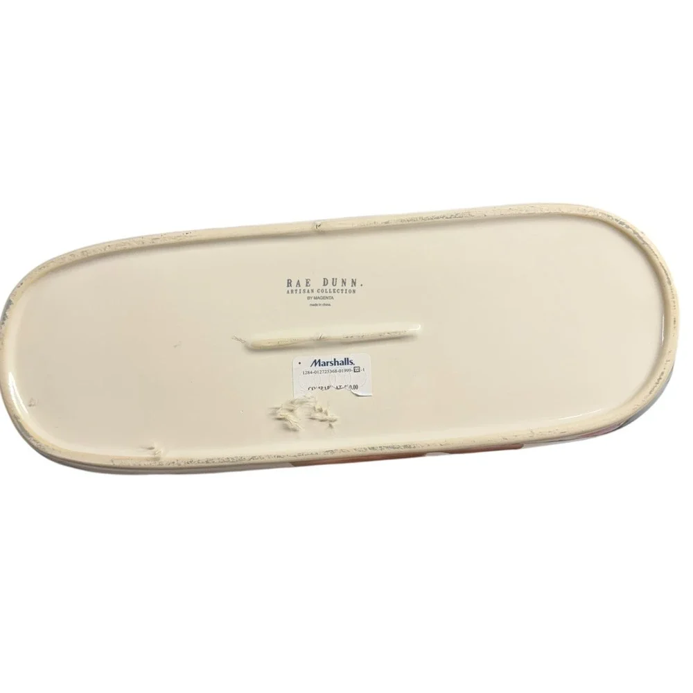 Rea Dunn Plant Tray Decorative Plate Long‎ Narrow Centerpiece Table Decor Beige